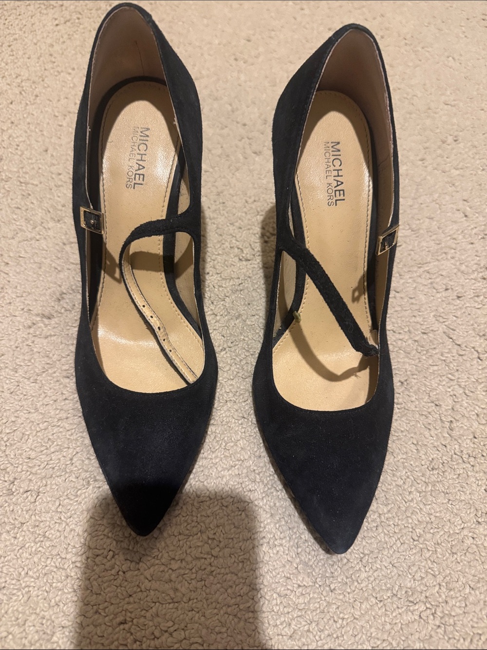MICHAEL Michael Kors Black Suede Pointed Mary Jane Pumps
